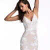 Summer Sling V-neck Mesh Stitching Sequin Embroidered Backless Mini Evening Dress Wholesale