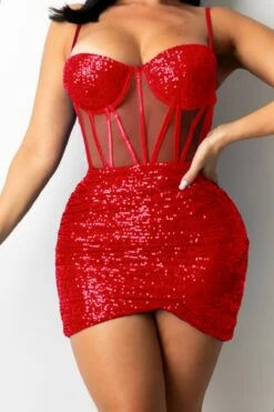 Summer New Style Sequins Mesh See-through Tight Pleating Sling Zip-up Sexy Plus-size Mini Dress Wholesale