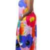 L-5XL Summer Multicolor Batch Printing Stretch Adjustable Straps Loose Sexy Maxi Dress With Belt 1# Wholesale