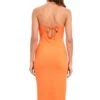 Summer New Solid Color Orange Stretch Backless Sling Sexy Midi Dress Wholesale