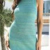 Summer New Three Colors Knitted Stretch Sleeveless Stylish Sexy Bodycon Mini Dress Wholesale Mini Dresses