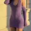 Early Autumn New Stylish 7-colors Solid Color Halter Neck Backless High stretch Slim Knitted Sexy Mini Dress Wholesale