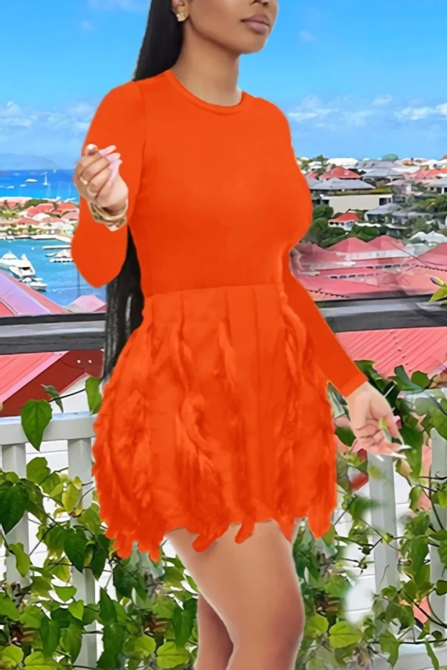 Autumn New 7 Colors Solid Color Slight stretch Slim Tassel Plus Size Stylish Mini Dress Wholesale