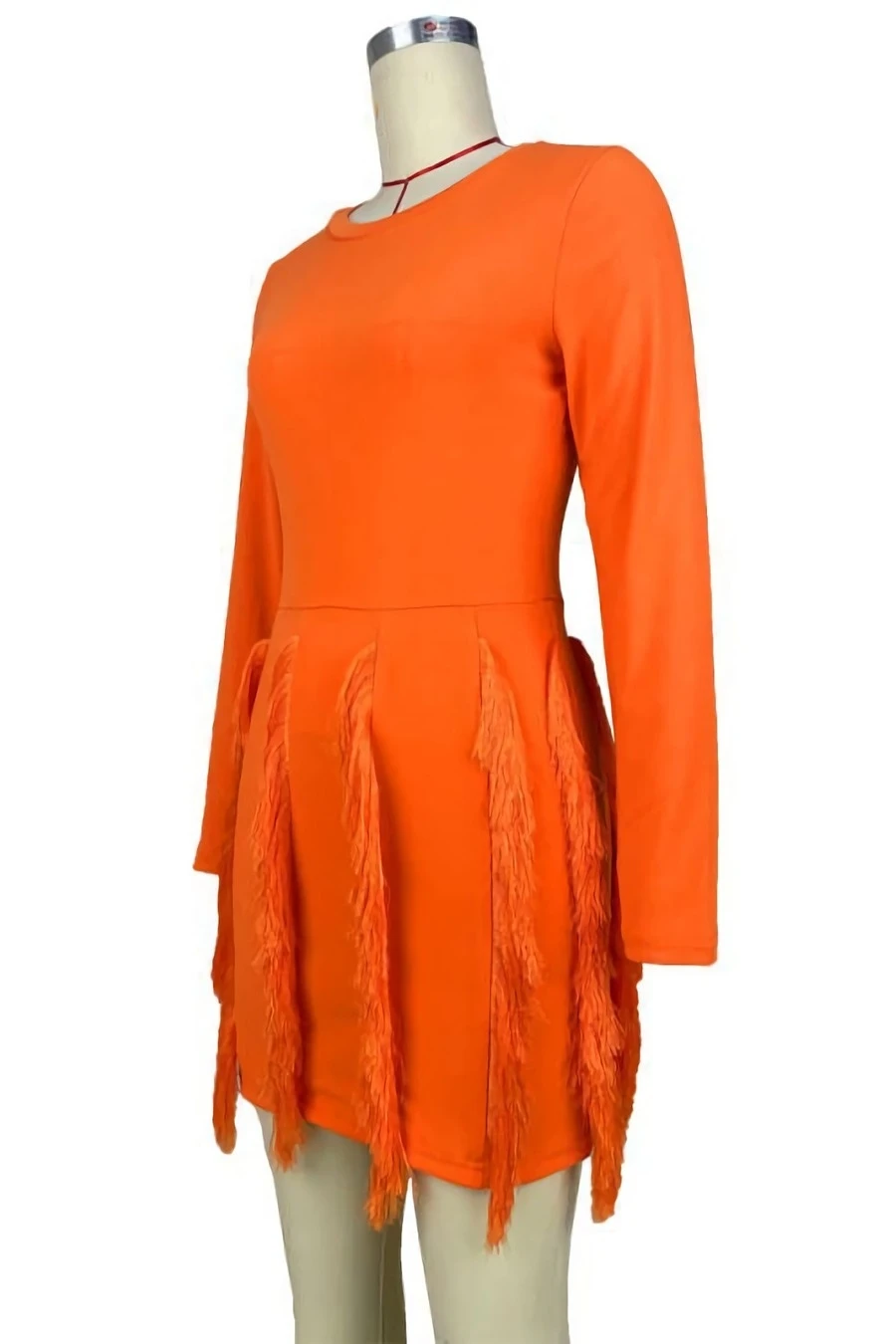 Autumn New 7 Colors Solid Color Slight stretch Slim Tassel Plus Size Stylish Mini Dress Wholesale - Image 10