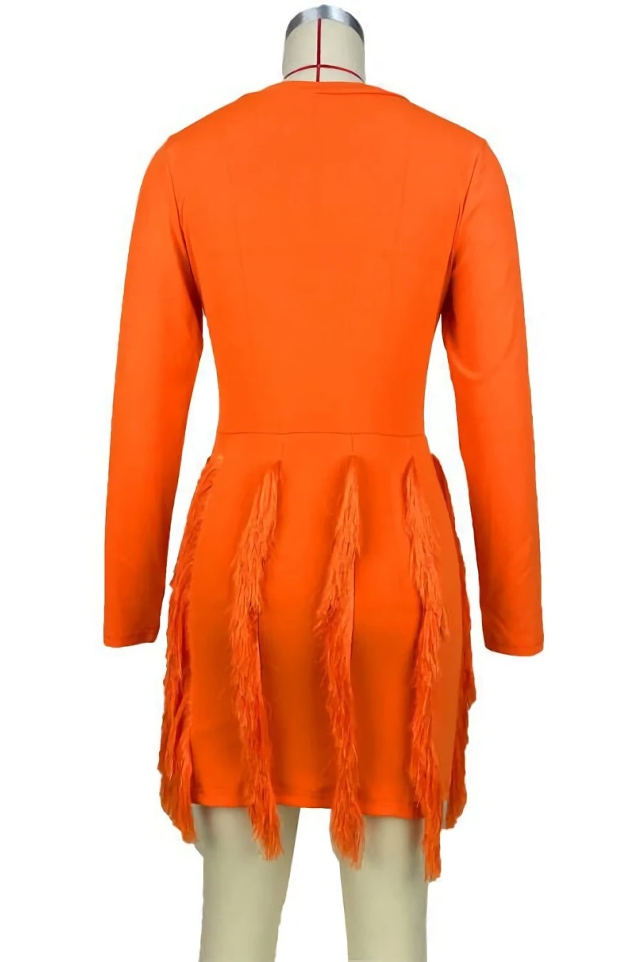 Autumn New 7 Colors Solid Color Slight stretch Slim Tassel Plus Size Stylish Mini Dress Wholesale - Image 11