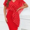 Sexy Plus Size Slight Stretch 4 Colors Polka Dot V-neck Mini Dress Wholesale