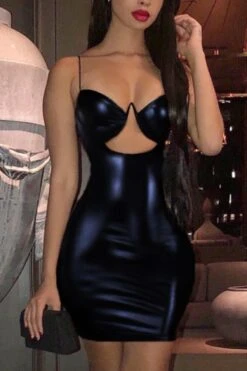 Sexy Slight Stretch Solid Color Underwire Hollow Sling Bodycon Mini Dress Wholesale Mini Dresses