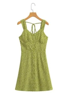 Stylish Non-stretch Floral Printing Single-breasted Zip-up Lined Mini Dress Wholesale