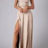 Sexy Plus Size Non-stretch Satin 8 Colors Sling Slit Maxi Dress Wholesale
