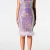 Sexy Slight Stretch Sequin Decor Padded Tube Design Feather Hem Midi Dress Wholesale Sexy Dresses