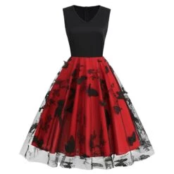 Stylish Plus Size Non-stretch Zip-up Mesh Embroidery Butterfly Midi Dress Wholesale Midi Dresses