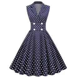 Stylish Plus Size Non-stretch Polka Dot Printing Sleeveless Midi Dress Wholesale Midi Dresses