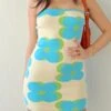 Sexy Slight stretch Slim Knitted Floral Strapless Mini Dress Wholesale Mini Dresses