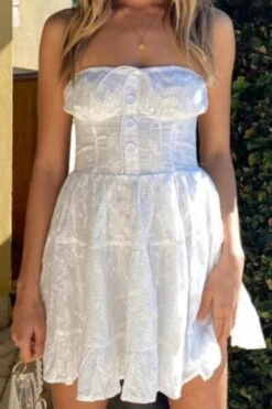 Sexy Non-stretch Cotton Lace Tube Design Mini Dress Size Run Small Wholesale Sexy Dresses