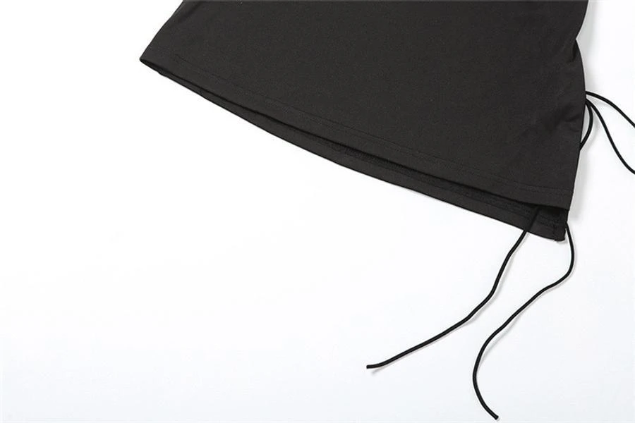 Sexy Slight Stretch Pure Color Hollow Lace-up Mini Dress Wholesale - Image 8