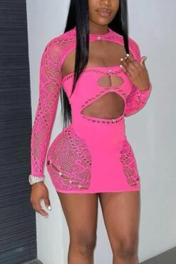 Sexy High Stretch Long Sleeve Shawl With Tube Design Rhinestone Mini Dress Wholesale Mini Dresses