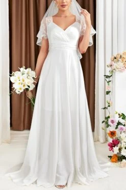 Elegant Slight Stretch Lace Stitching Chiffon Zip-up Maxi Dress Wholesale Maxi&Gown