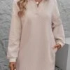 Autumn New Stylish Pure Color Slight Stretch Casual Loose Mini Dress Wholesale