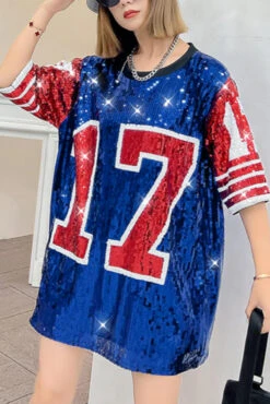 Sexy Slight Stretch Letter Sequin Decor Mini Dress Wholesale