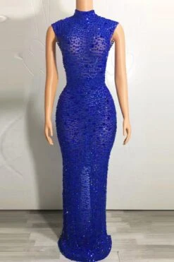 Sexy Slight Stretch Rhinestone Crew Neck Sleeveless Maxi Dress New Add Colors Wholesale Sexy Dresses