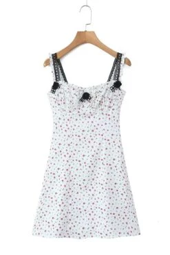 Casual Non-stretch Floral Print Sling Pleated Mini Dress Size run small Wholesale Floral Dresses