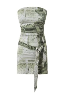 Sexy Slight stretch Batch Printing Strapless Slim Mini Dress Size run small Wholesale