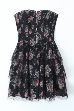 Sexy Non-stretch Strapless Zip-up Floral Print Mini Dress Size run small Wholesale Floral Dresses
