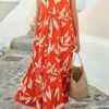 Casual Non-stretch 3 Colors Flower Batch Printing Sling Midi Dress Wholesale Midi Dresses