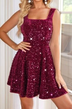 Elegant Non-stretch Solid Sequins Sling Lace-up Backless Zip-up Mini Dress Wholesale