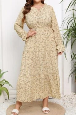 Casual Plus Size Non-stretch Chiffon Floral Batch Printing Maxi Dress Wholesale