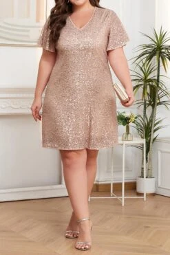 Elegant Non-stretch Solid Color Sequins Loose Mini Dress(with Lined) Wholesale