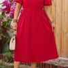 Casual Plus Size Chiffon Non-stretch Simple Solid Color Loose Hollow Midi Dress Wholesale Midi Dresses