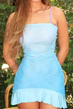 Sexy Slight Stretch Gradient Color Tube Design Mini Dress Wholesale