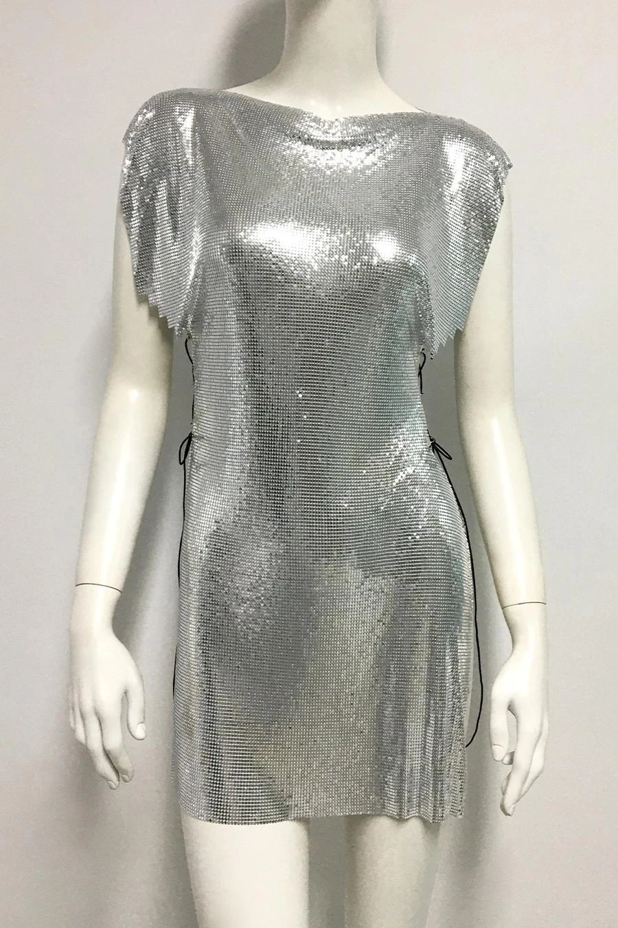 Sexy Non-stretch Metal Sequins Lace-up High Slit Hot Mini Dress Wholesale - Image 10