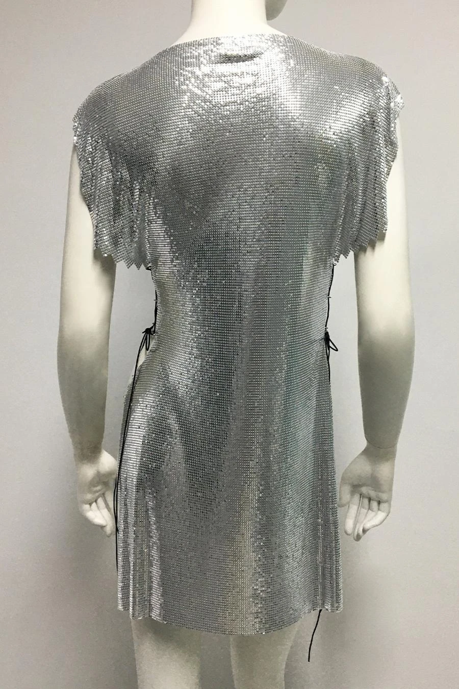 Sexy Non-stretch Metal Sequins Lace-up High Slit Hot Mini Dress Wholesale - Image 12