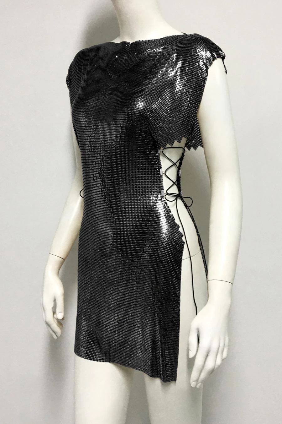 Sexy Non-stretch Metal Sequins Lace-up High Slit Hot Mini Dress Wholesale - Image 15