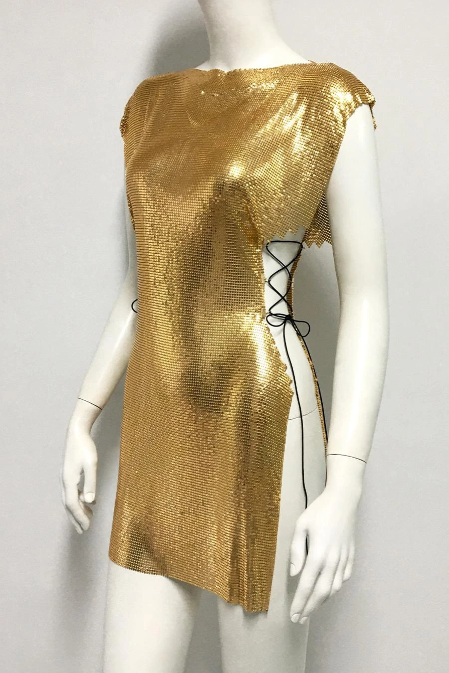 Sexy Non-stretch Metal Sequins Lace-up High Slit Hot Mini Dress Wholesale - Image 8