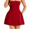 Sexy Slight Stretch 3 Colors Solid Color Tube Design Zip-up Mini Dress Wholesale Tank & Cami Dresses