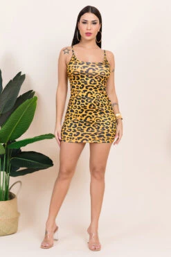 New Stylish Plus Size Sling Slim Stretch Leopard Print Dress Wholesale
