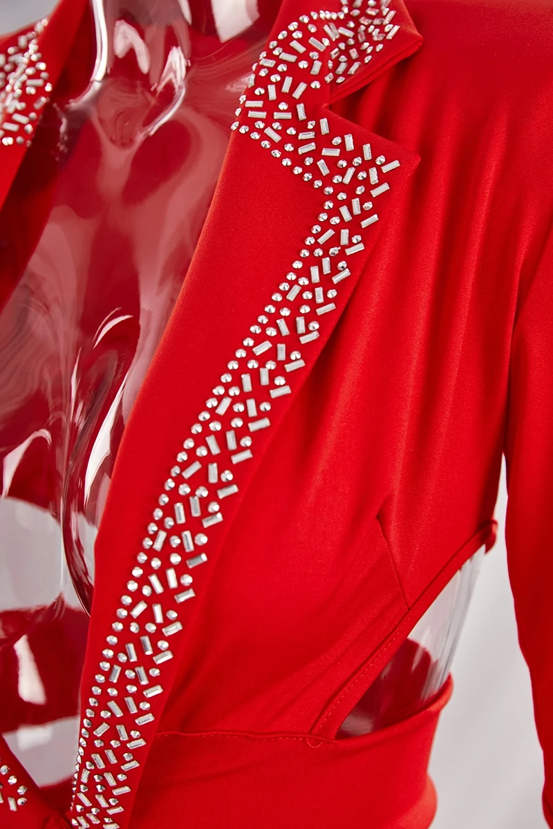 Autumn New Stylish Hollow Shoulder Pad Stretch Plus Size Deep V Zip-up Rhinestone Sexy Mini Dress Wholesale Plus-Size Dresses - Image 17