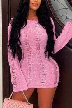 Plus Size Slight Stretch 4 Colors Cut Out Backless Sexy Mini Dress Wholesale Mini Dresses