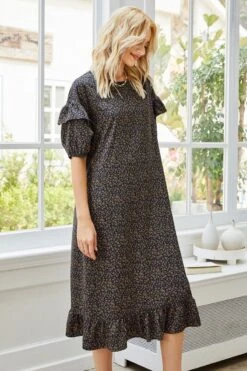 Summer New Floral Printing Inelastic Ruffle Stylish Mid Dress Wholesale