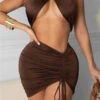 Summer New Stylish Halter-neck Hollow Out Drawstring Sexy Dress (New Add Color) Wholesale