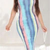 New Style Summer Strapless Batch Printing Fashion Slim Midi Dress Wholesale Bodycon Dresses