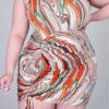 L-4XL Plus Size Sexy Batch Printing One Shoulder Slim Drawstring Mini Dress Wholesale Mini Dresses